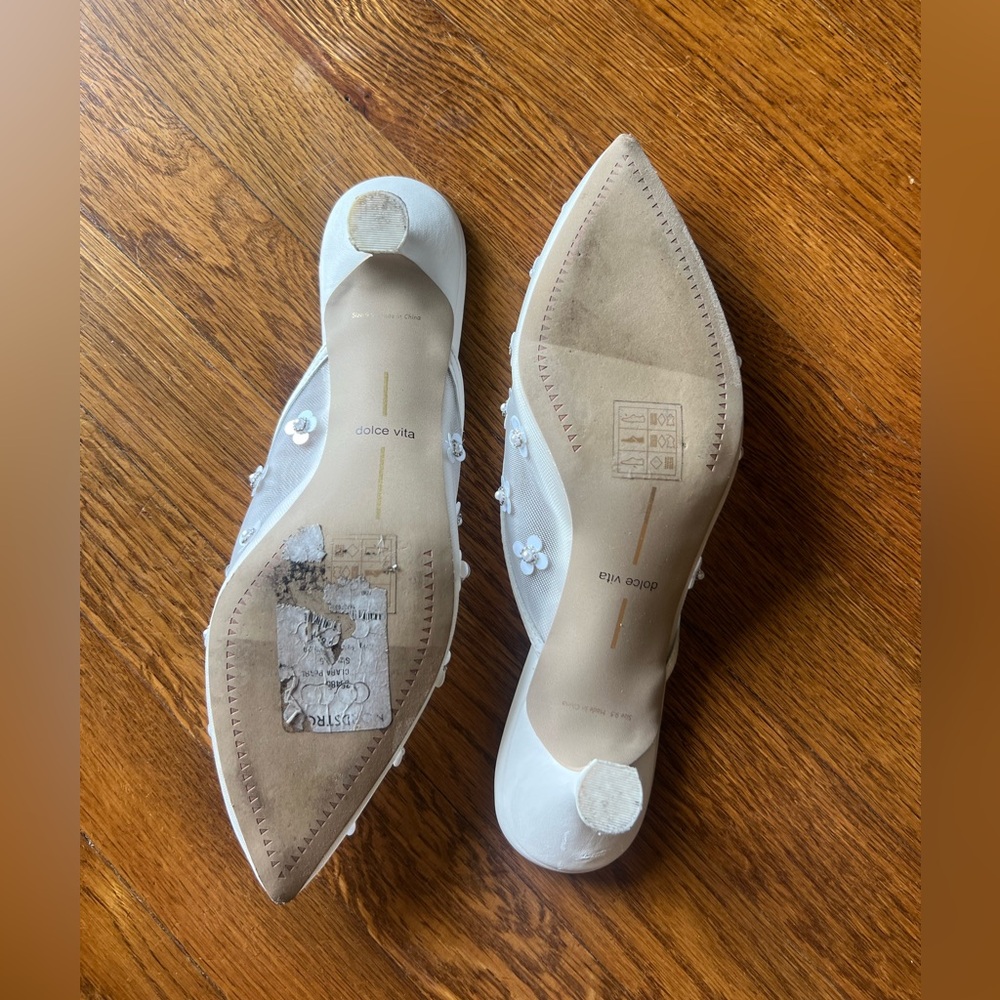 Dolce Vita Clara Pearl Heels True White Daisy Mesh - Picture 6 of 10